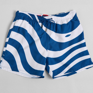 Dark Azure Waves Swim Shorts