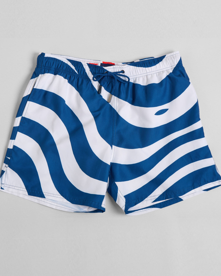 Dark Azure Waves Swim Shorts