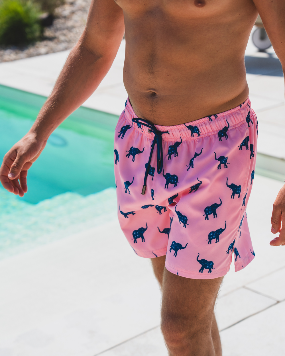 James Cromwell Pastel Pink Elephant Swimwear on a model