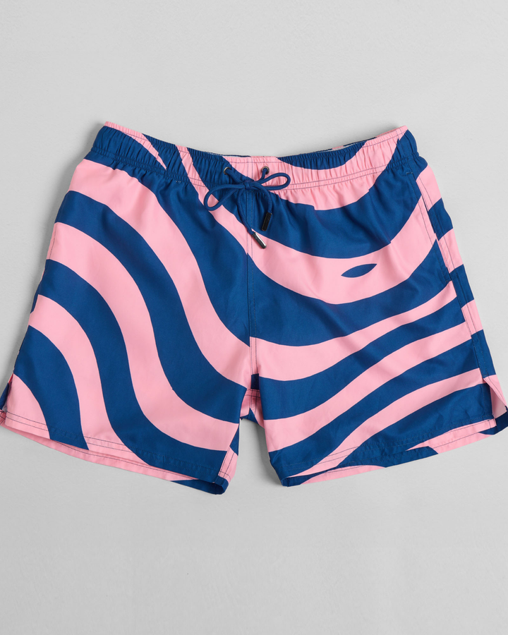 Pastel Pink Waves Swim Shorts