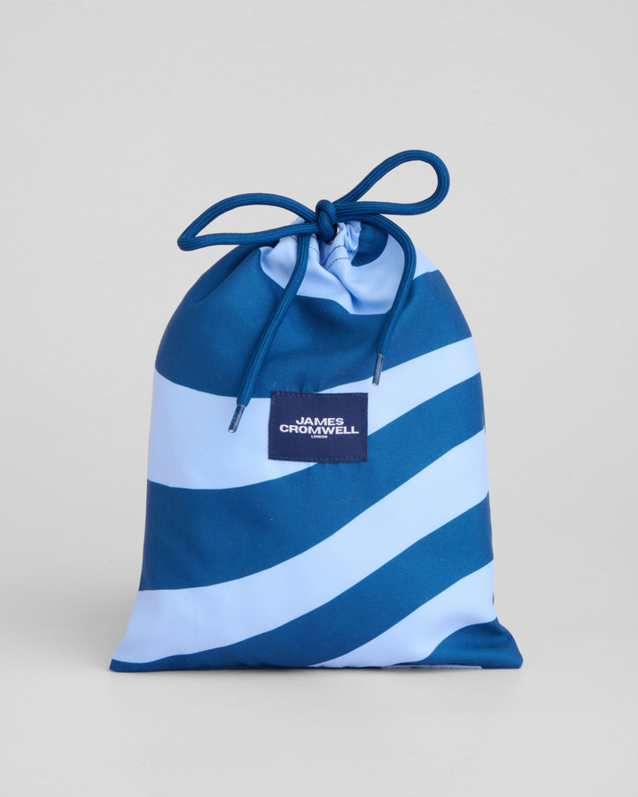 Ice Blue Waves Mid-Length Swim Shorts