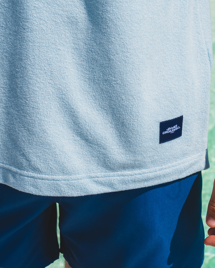 Towelling Polo Ice Blue