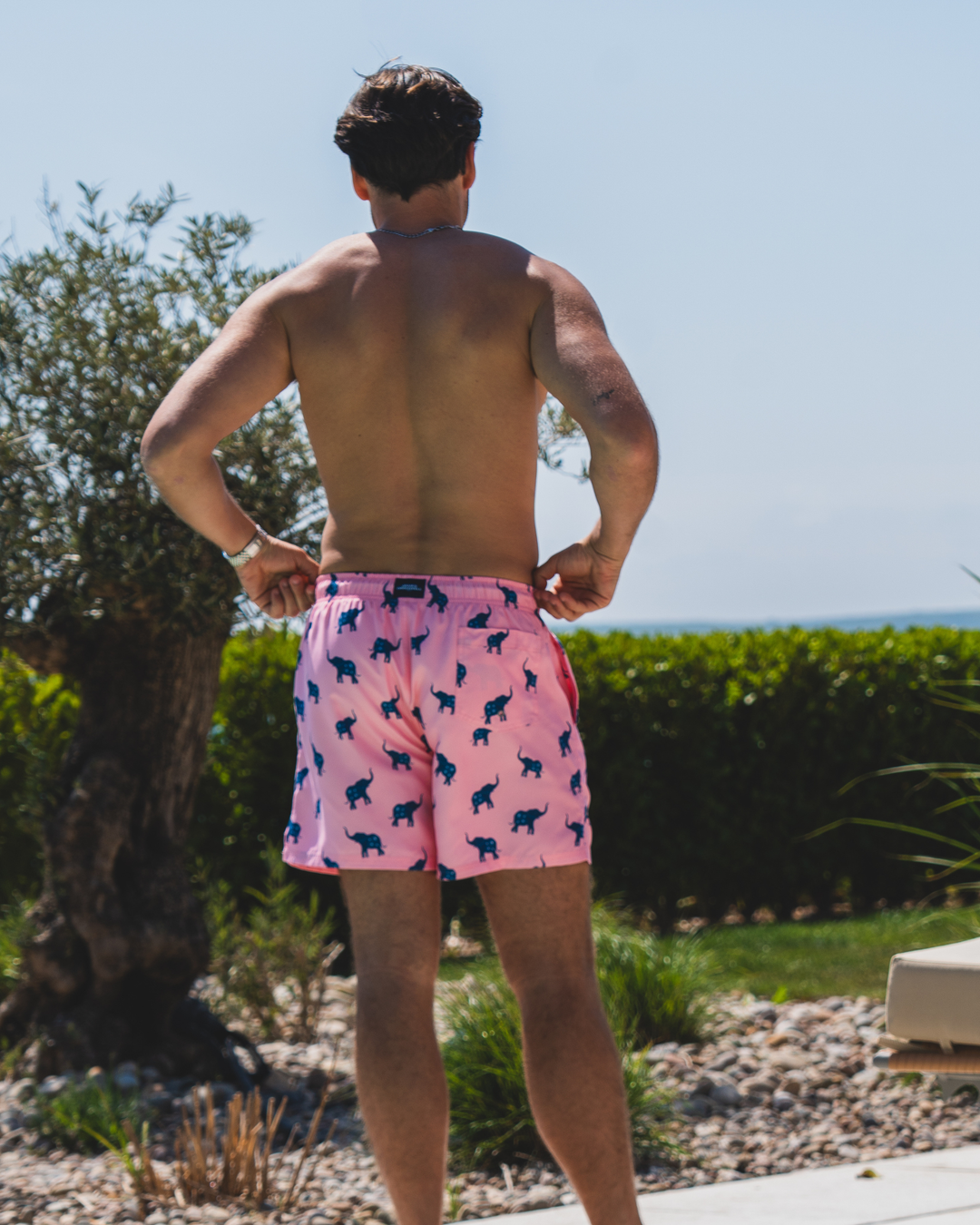 Dark Azure Elephant Mid-Length Swim Shorts