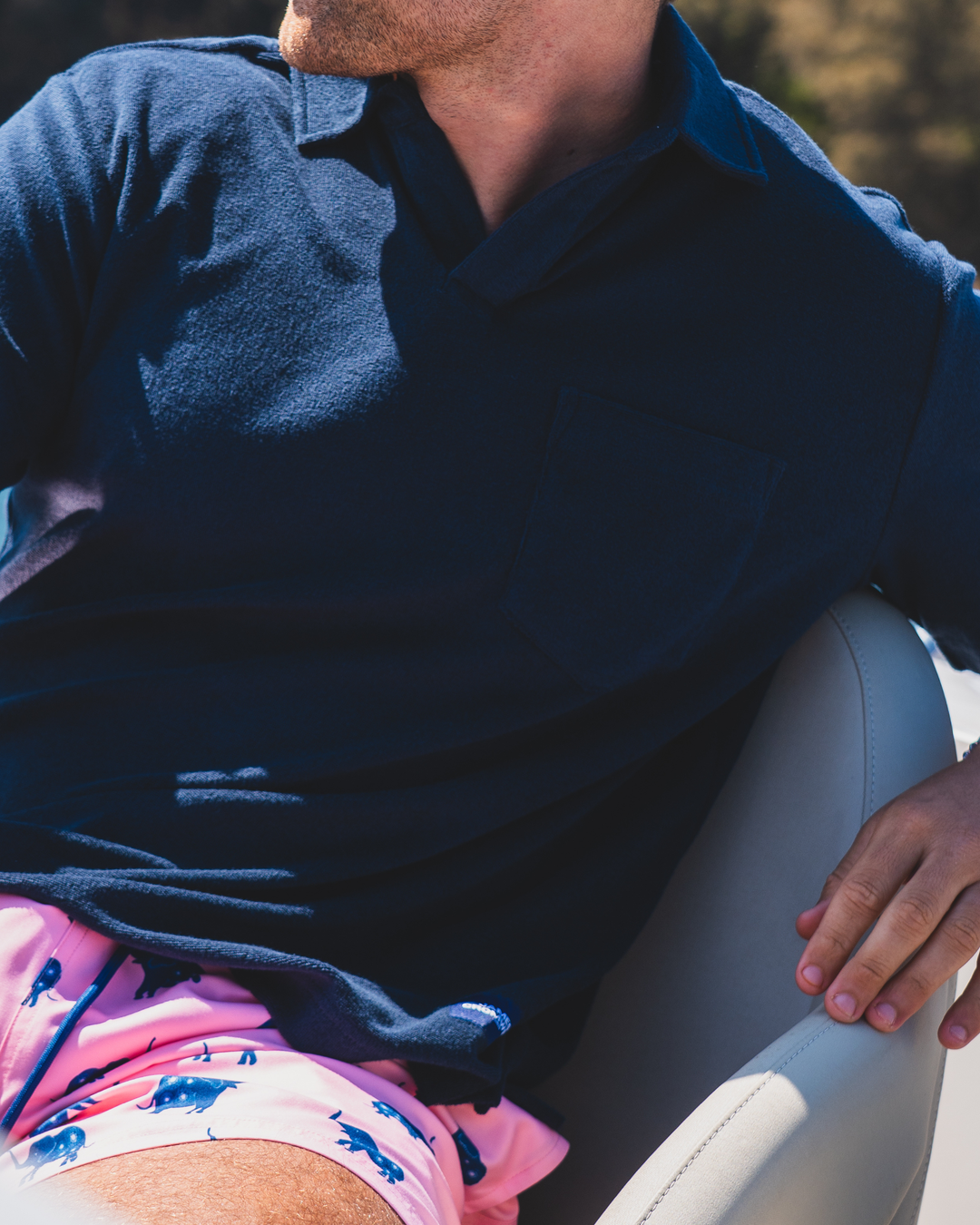 Towelling Polo Dark Azure