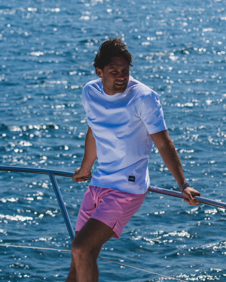 Pastel Pink OG Mid-Length Swim Shorts