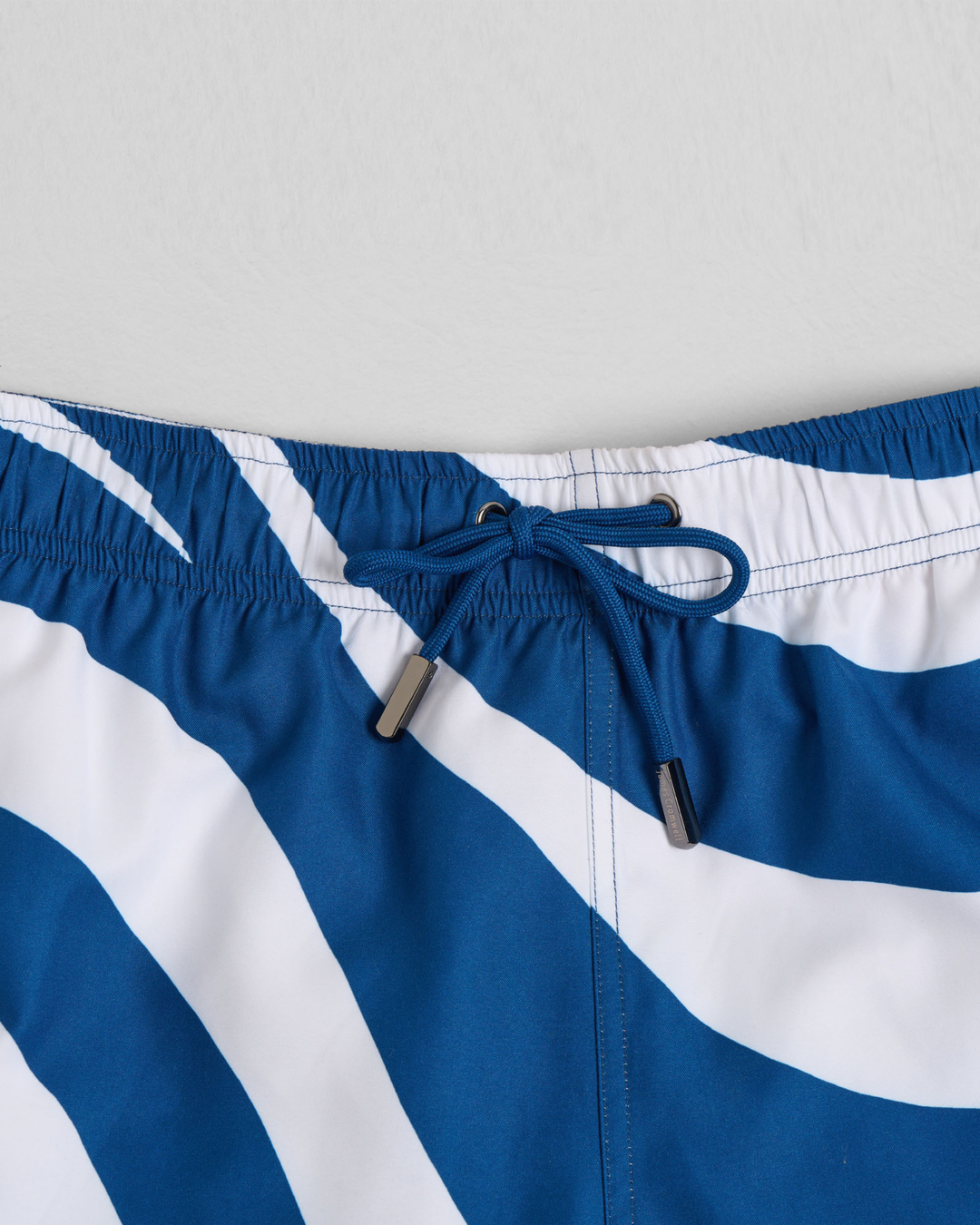 Dark Azure Waves Mid-Length Swim Shorts