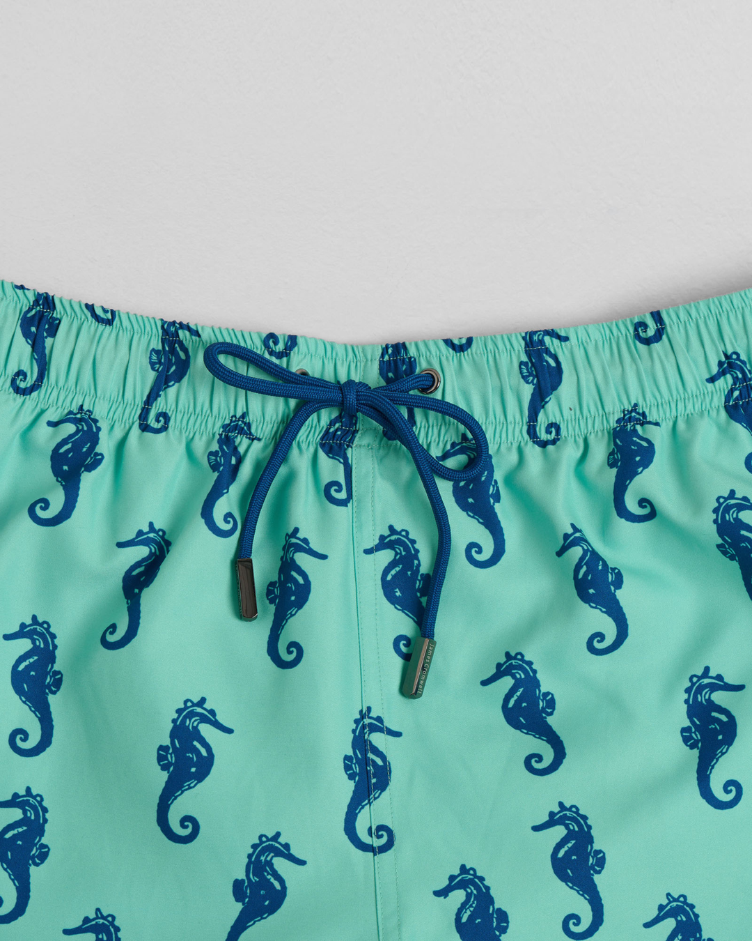 Dark Azure Seahorse Mid-Length Swim Shorts