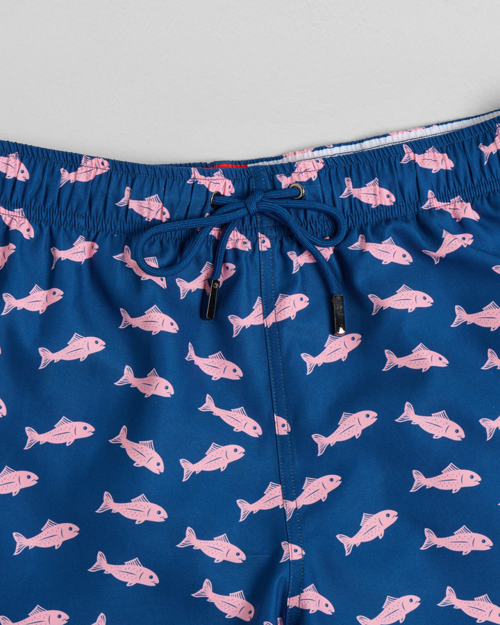 Pink Bold Fish Mid-Length Swim Shorts