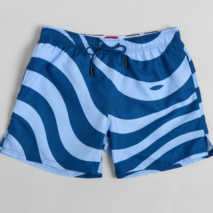 Ice Blue Waves Swim Shorts