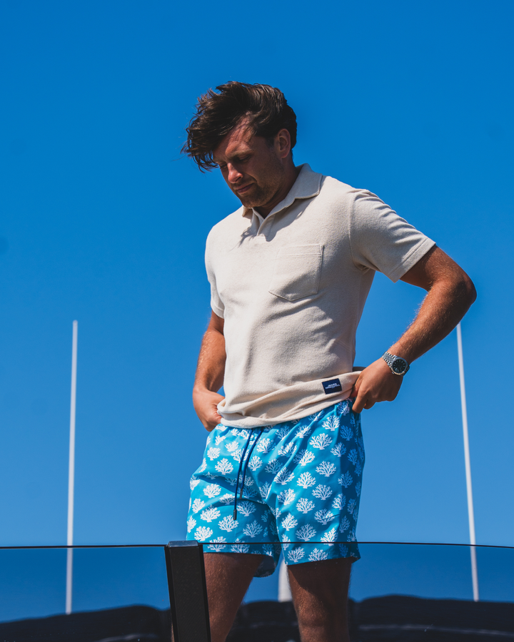 White Coral Mid-Length Swim Shorts