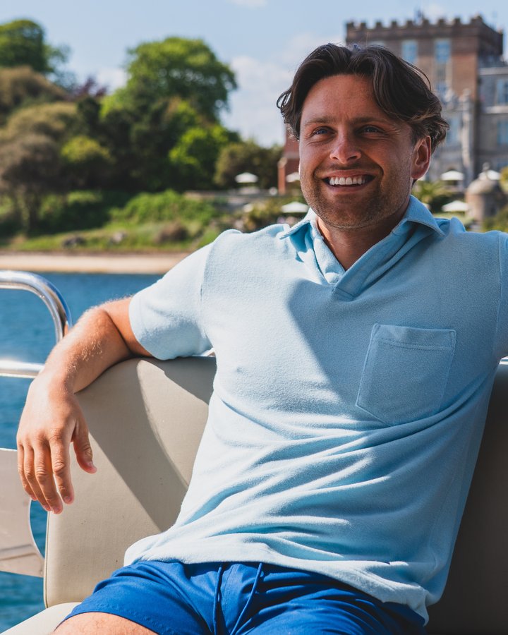 Towelling Polo Ice Blue