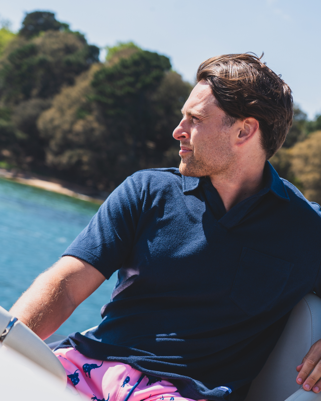 Towelling Polo Dark Azure