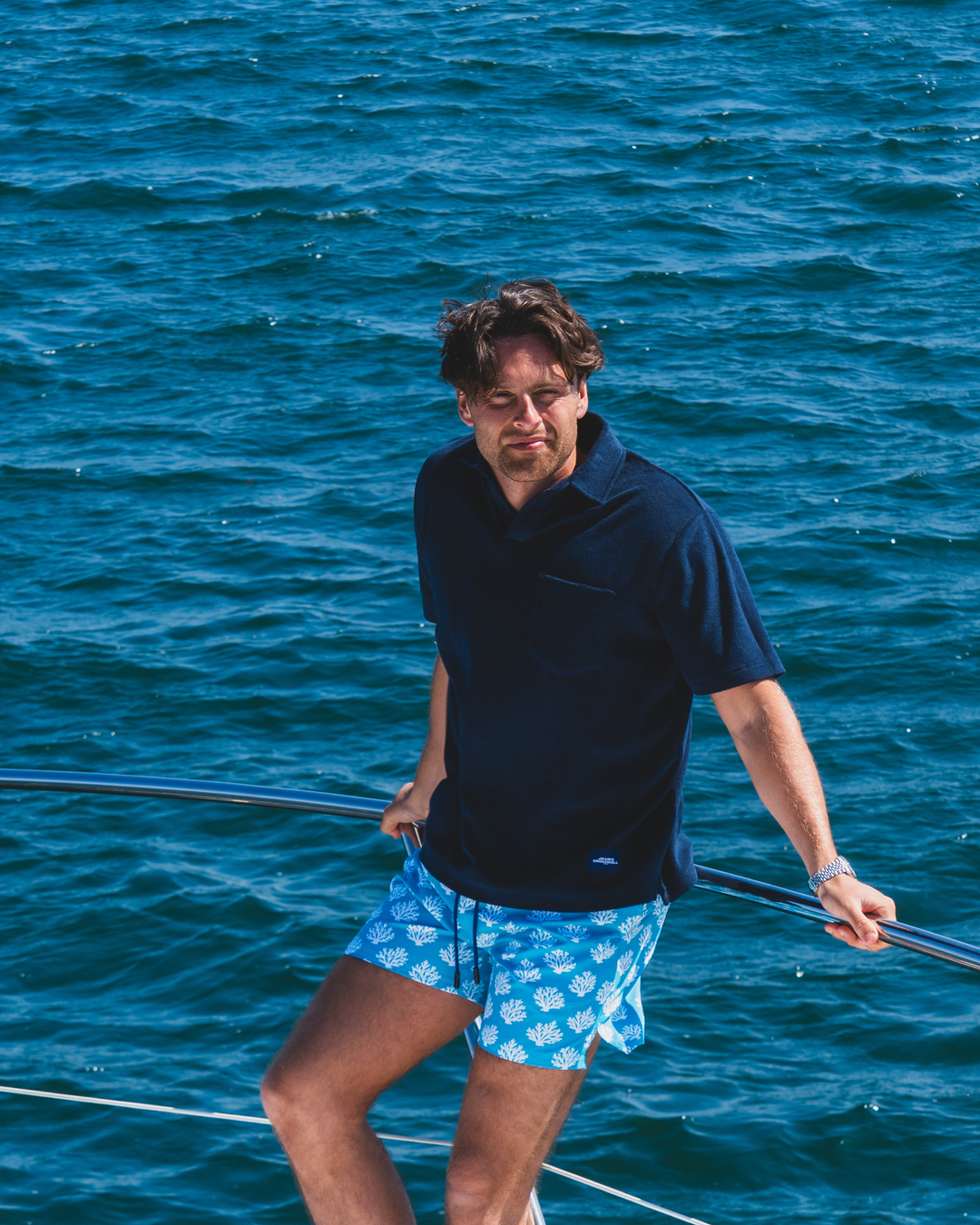 Towelling Polo Dark Azure