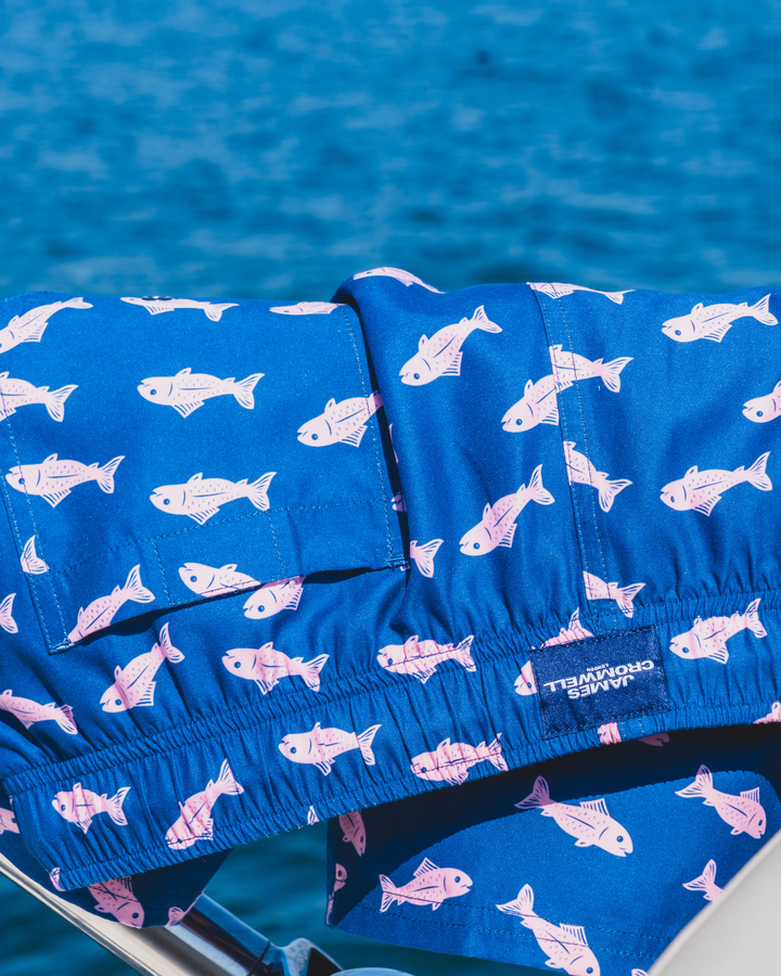 Pink Bold Fish Mid-Length Swim Shorts