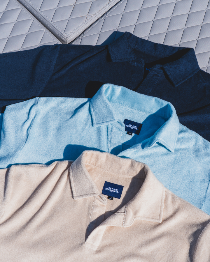 Towelling Polo Ice Blue