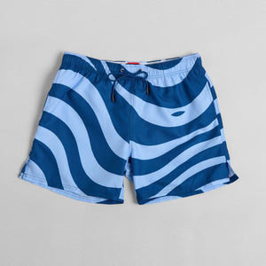 Ice Blue Waves Mid-Length Swim Shorts