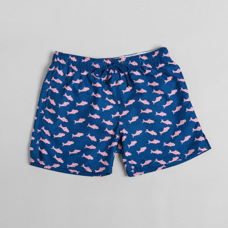 Pink Bold Fish Mid-Length Swim Shorts