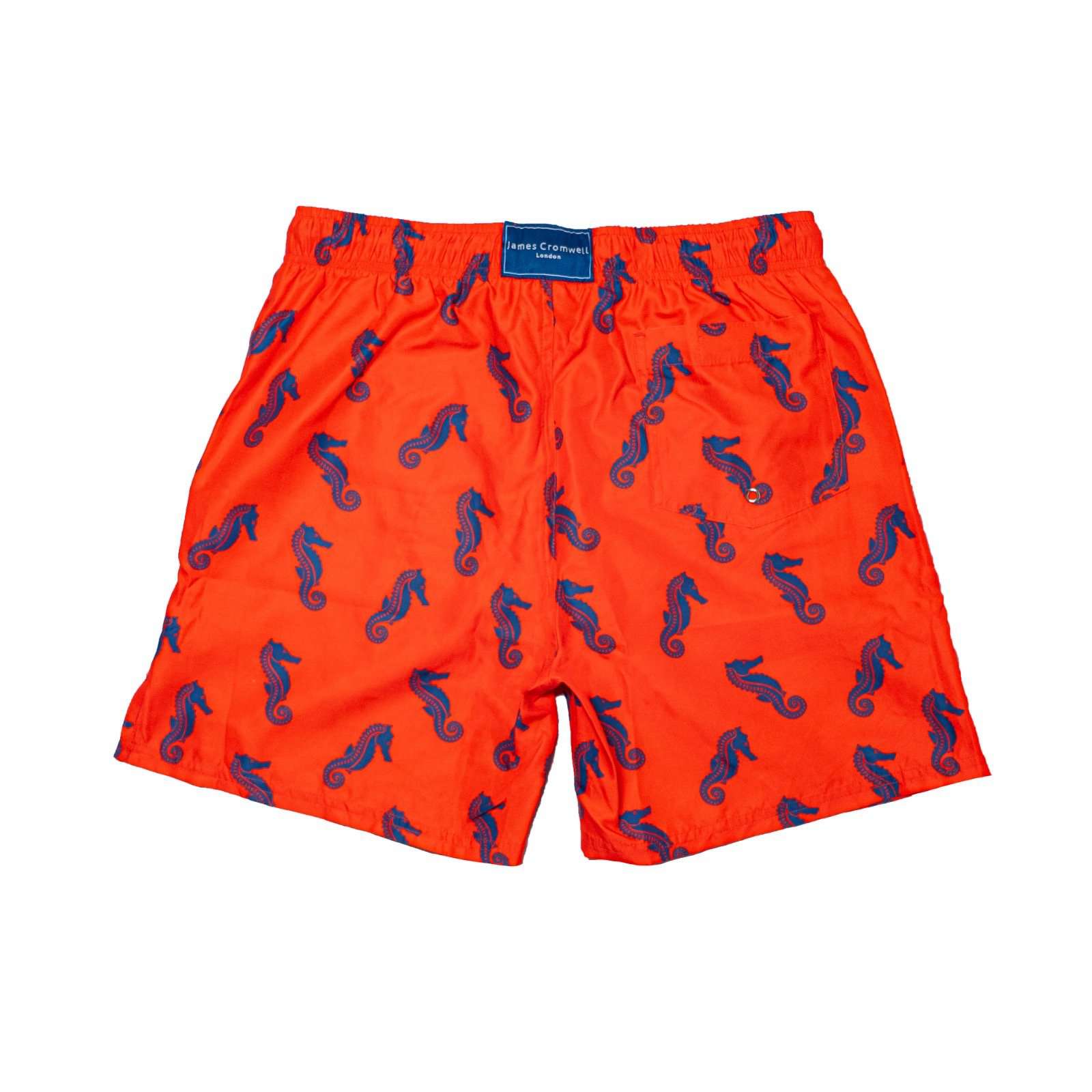 Red Bold Seahorse Swim Shorts | James Cromwell - Luxury Swimwear ...